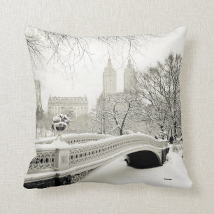 Central Park Winter - Snow on Bow Bridge Cushion