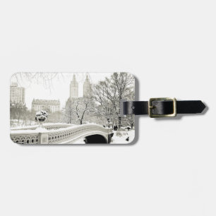 Central Park Winter - Snow on Bow Bridge Luggage Tag