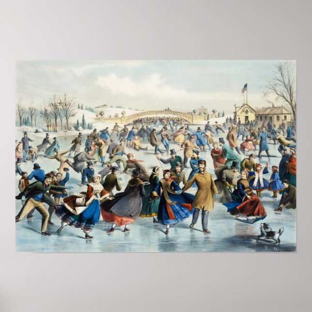 Central Park, Winter The Skating Pond Poster (Front)