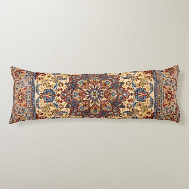 Central Persia Blue Symmetrical Stars  Body Cushion (Front)