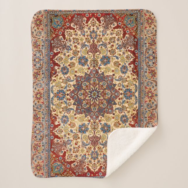 Central Persia Blue Symmetrical Stars  Sherpa Blanket (Front)