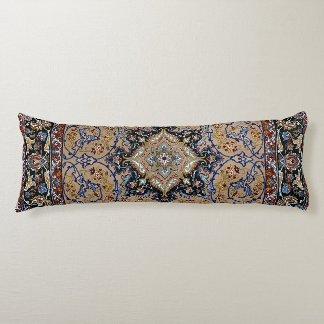 Central Persia Golden Yellow Blue  Body Cushion (Front)