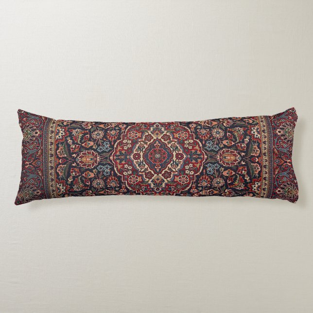 Central Persia Kashan Red Blue Purple   Body Cushion (Front)