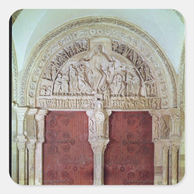 Central Portal Narthex Church Sainte-Madelaine Square Sticker (Front)