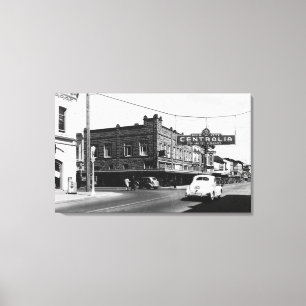 Centralia, WA Town View Main Street Photograph Canvas Print