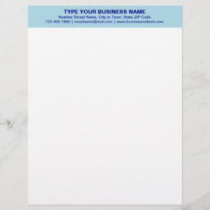 Centre Aligned and Monochrome Blue Heading of Custom Letterhead