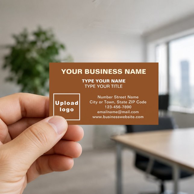 Centre-Aligned Brown Business Cards (Front of the business card)