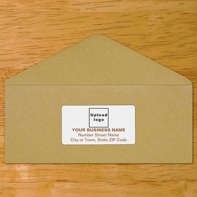 Centre Aligned Brown Text Business Shipping Label (Center aligned shipping label in brown text on envelope)