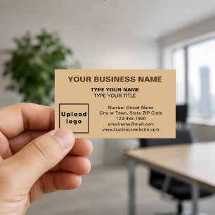 Centre-Aligned Light Brown Business Cards