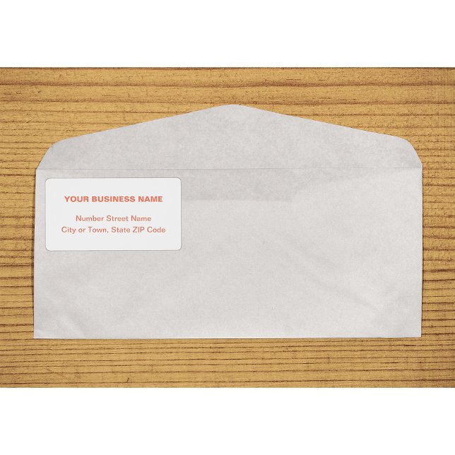 Centre Aligned Orange Plain Text Business Shipping (Center aligned orange plain text business shipping label on envelope)