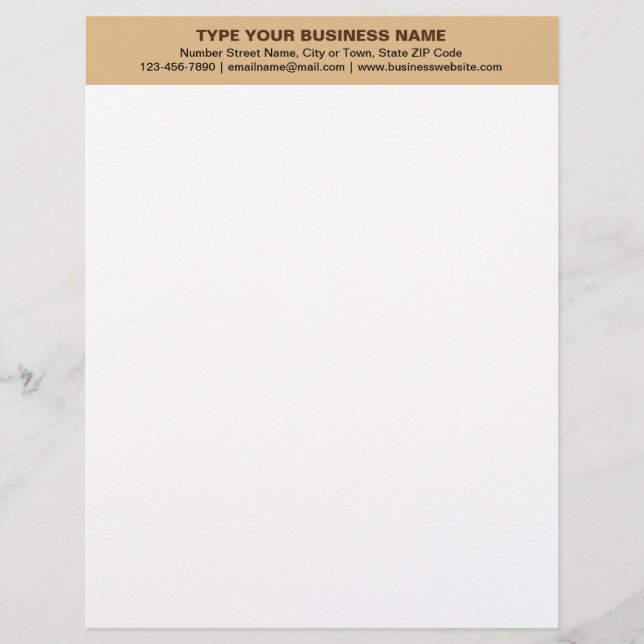Centre Aligned Plain Texts, Light Brown Heading of Custom Letterhead (Front)