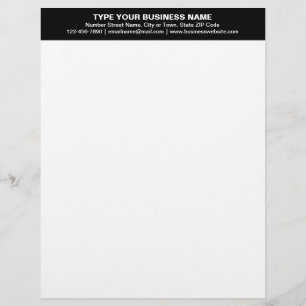 Centre Aligned Plain Texts on Black Heading of Custom Letterhead