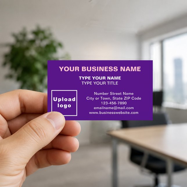 Centre-Aligned Purple Business Cards (Front of the business card)