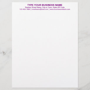 Centre Aligned Purple Plain Texts Heading of Custom Letterhead