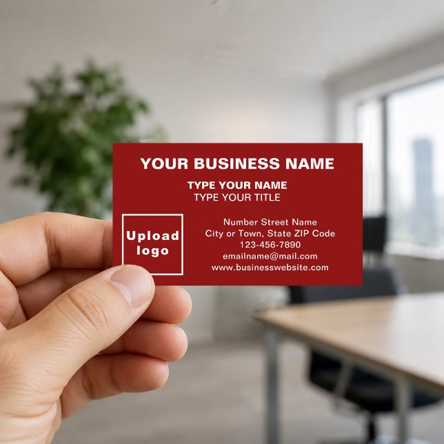 Centre-Aligned Red Business Cards (Front of the business card)