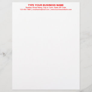 Centre Aligned Red Plain Texts Heading of Custom Letterhead