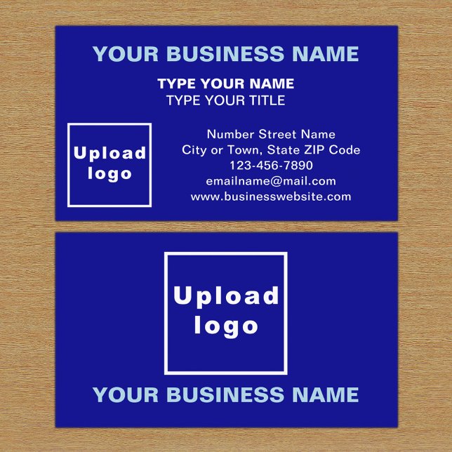 Centre Aligned Style Blue Business Card (The front and back of the blue business card)
