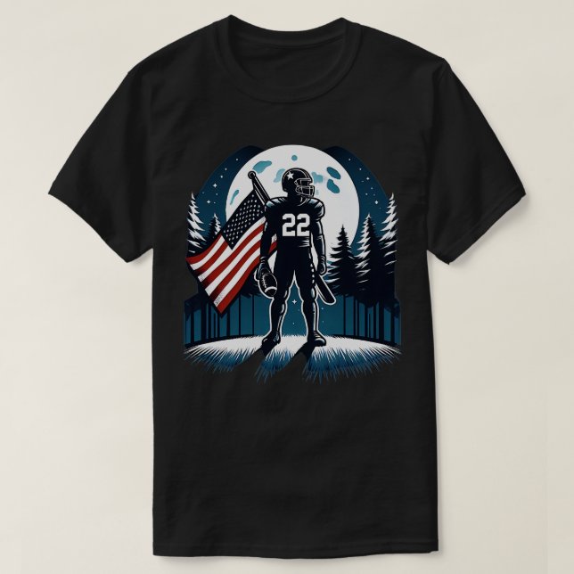Centre American Flag Full Moon Player T-Shirt (Design Front)