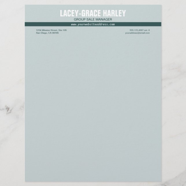 Centre attention green stripe grey professional customised letterhead (Front)