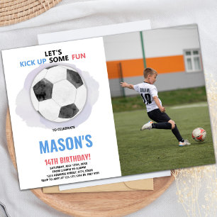 Centre Ball Soccer Birthday Invitation with Photo
