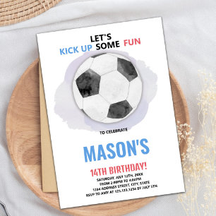 Centre Ball Soccer Birthday Invitations