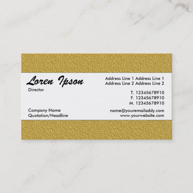 Centre Band 016 - Ochre Yellow Embossed Texture Business Card (Front)