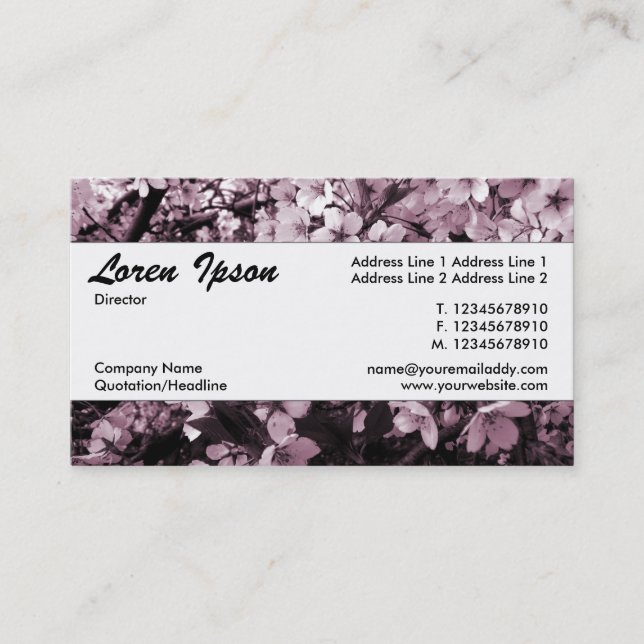 Centre Band 035 - Cherry Blossom Business Card (Front)