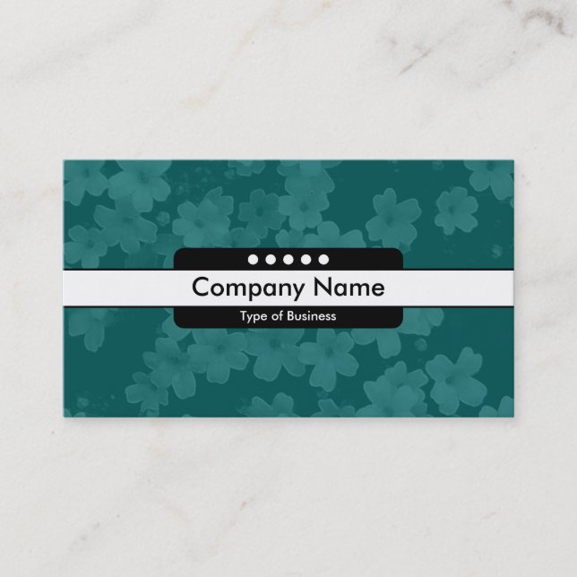 Centre Band 5 Spots - Flowers - Teal Business Card (Front)