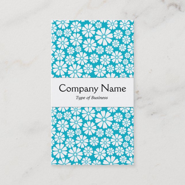 Centre Band - 8 Petals - White on Aqua Blue Business Card (Front)