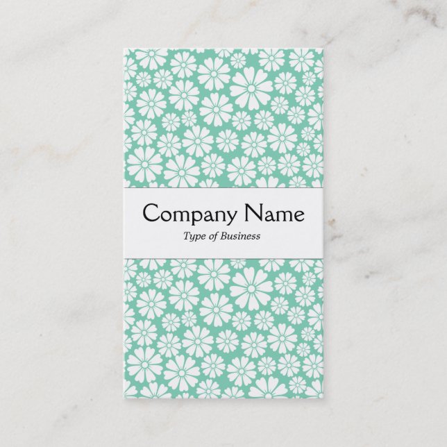 Centre Band - 8 Petals - White on Light Green Business Card (Front)