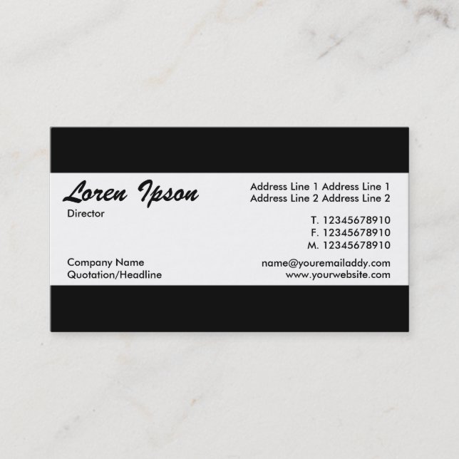 Centre Band - Black Business Card (Front)