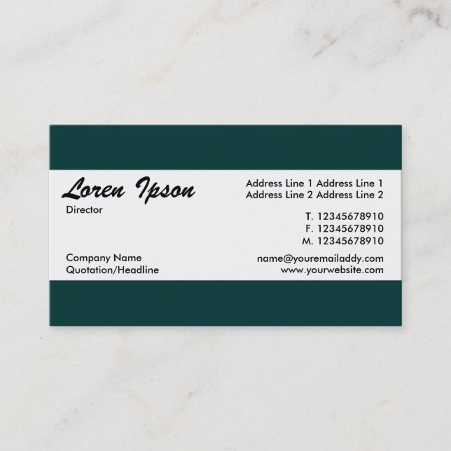 Centre Band - Dark Green (003333) Business Card (Front)