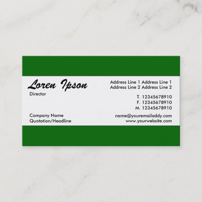 Centre Band - Deep Grass Green (006600) Business Card (Front)