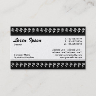 Centre Band (Flower Border) - Black - On Platinum Business Card
