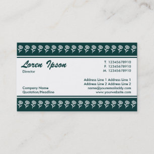 Centre Band (Flower Border) - Dark Green Business Card