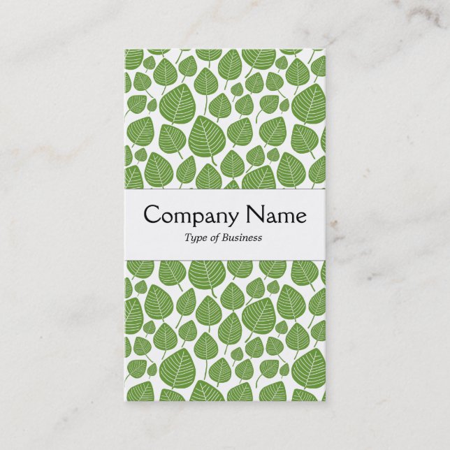 Centre Band - Leaves - Avocado Green on White Business Card (Front)