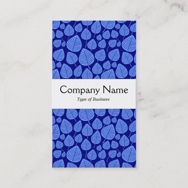 Centre Band - Leaves - Baby Blue on Navy Business Card (Front)