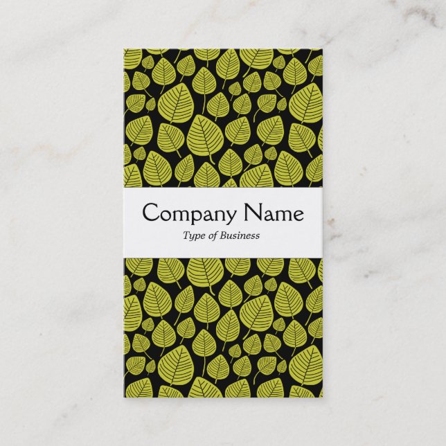 Centre Band - Leaves - Banana Yellow on Black Business Card (Front)