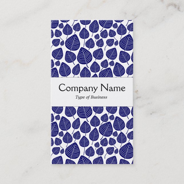 Centre Band - Leaves - Deep Navy Blue on White Business Card (Front)