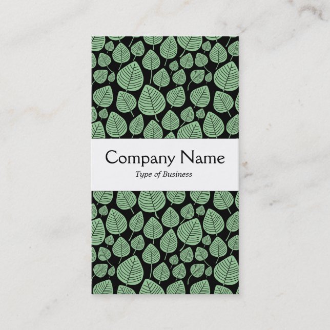 Centre Band - Leaves - Faded Green on Black Business Card (Front)