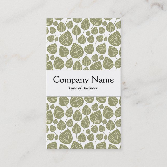 Centre Band - Leaves - Khaki on White Business Card (Front)