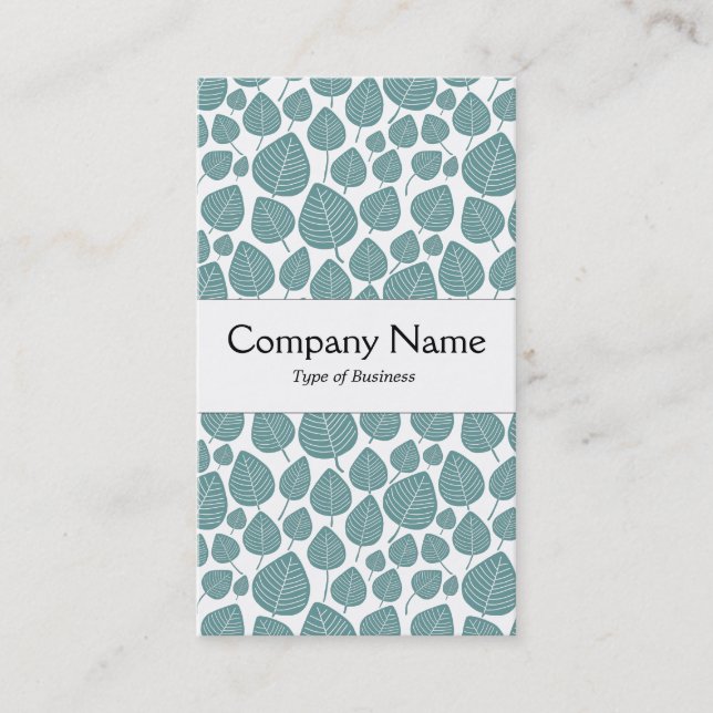 Centre Band - Leaves - Ocean Green on White Business Card (Front)