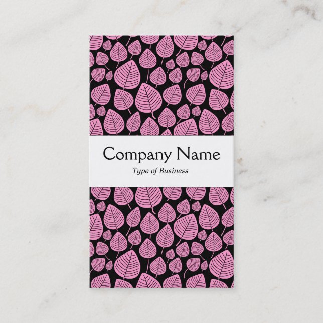 Centre Band - Leaves - Pink on Black Business Card (Front)