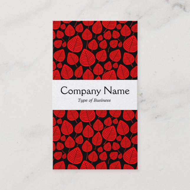 Centre Band - Leaves - Red on Black (Gold) Business Card (Front)