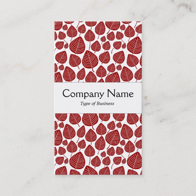 Centre Band - Leaves - Ruby on White Business Card (Front)