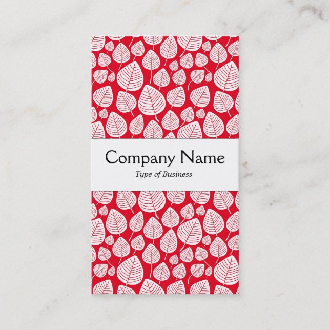 Centre Band - Leaves - White on Red e6001c Business Card (Front)