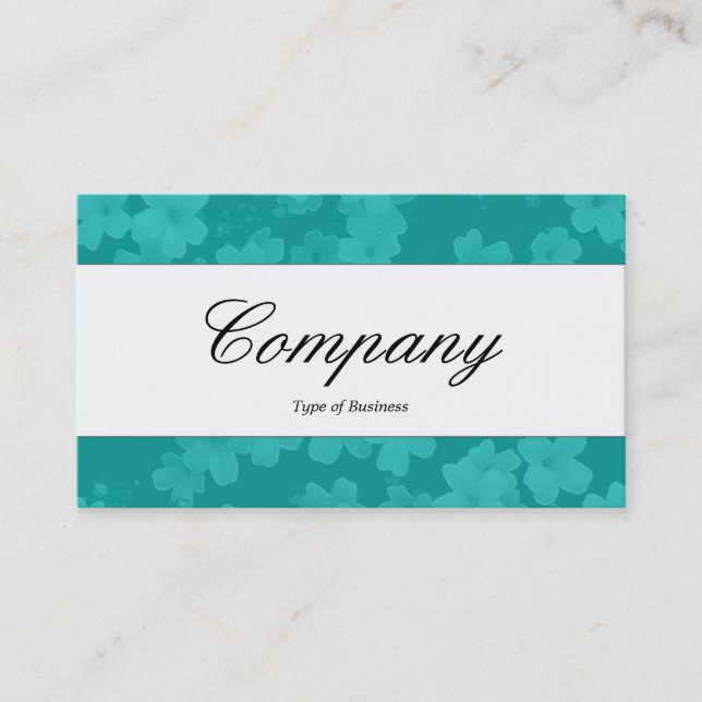Centre Band - Script - Flowers - Aqua Blue Business Card (Front)