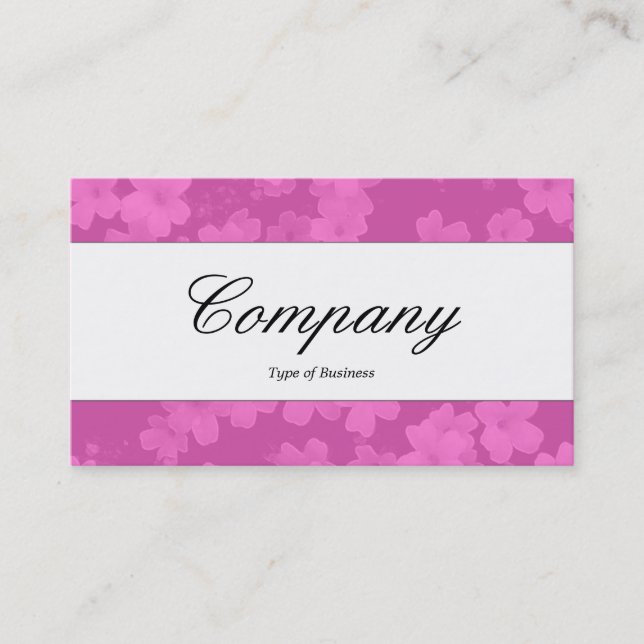 Centre Band - Script - Flowers - Pink Business Card (Front)