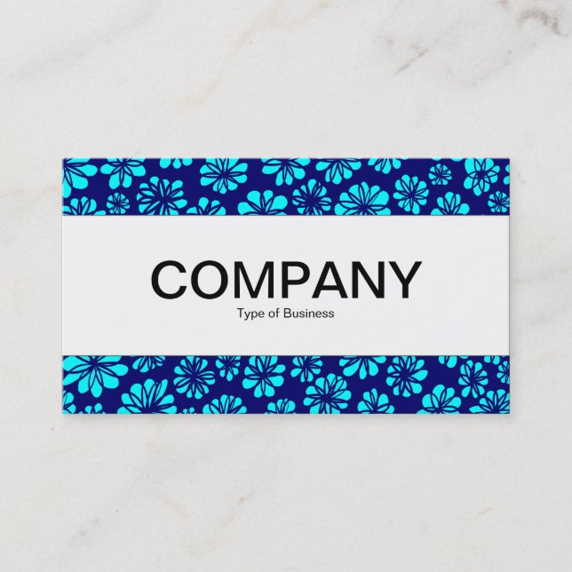 Centre Band  - Shades of Blue Floral Business Card (Front)