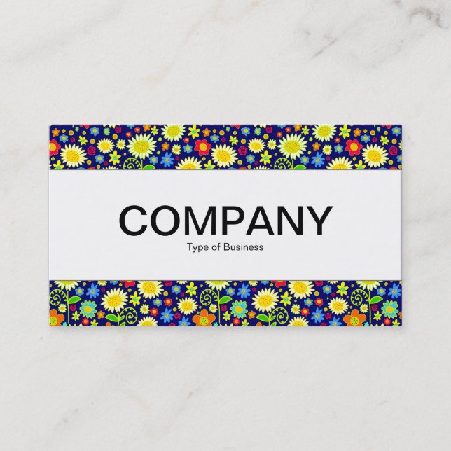 Centre Band  - Spring Flowers - Deep Navy Business Card (Front)